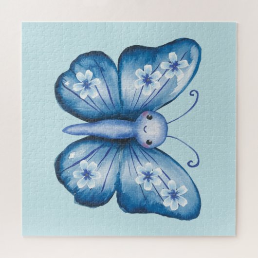 Blauwe vlinder legpuzzel (Horizontaal)