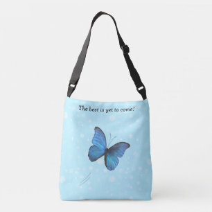 Blauwe Vlinder & Lichtblauwe Bollen Crossbody Tas