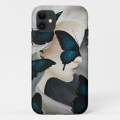 Blauwe Vlinder Maskerade Elegante Fantasie Case-Mate iPhone Case (Achterkant)