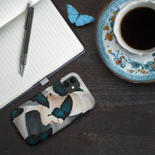 Blauwe Vlinder Maskerade Elegante Fantasie Case-Mate iPhone Case