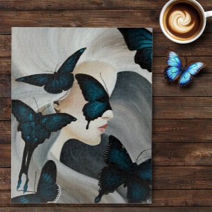 Blauwe Vlinder Maskerade Elegante Fantasie Legpuzzel