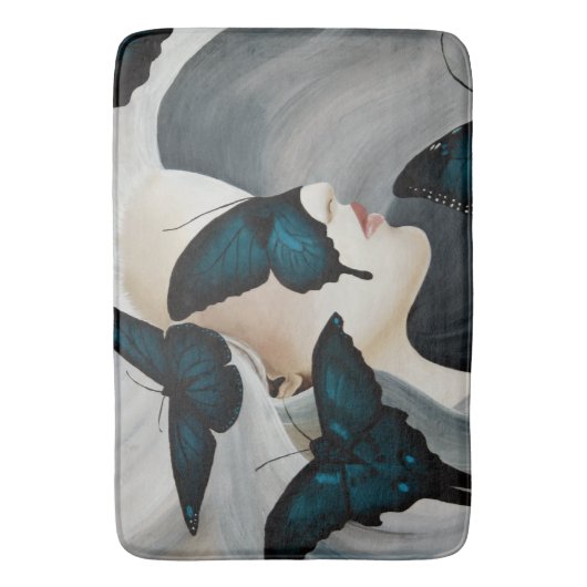 Blauwe vlinder Masquerade Badmat (Voorkant Verticaal)