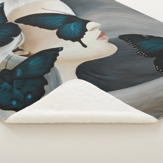 Blauwe vlinder Masquerade Sherpa Deken (3/4)
