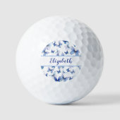 blauwe vlinder met aangepaste naam dames gol golfballen (Voorkant)