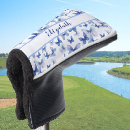  blauwe vlinder met aangepaste naam dames golfheadcover