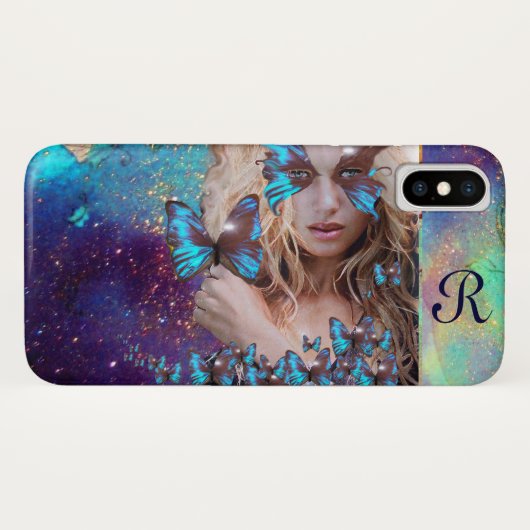 BLAUWE VLINDER MET GROENE GOUDEN SPARKELS Case-Mate iPhone CASE (Achterkant (horizontaal))
