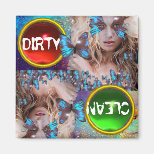 BLAUWE VLINDER MET GROENE GOUDEN VONKEN MAGNEET