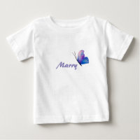 Blauwe Vlinder Met Naam Jersey T-Shirt