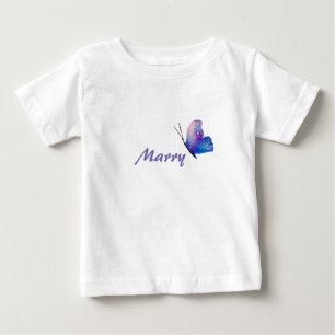 Blauwe Vlinder Met Naam Jersey T-Shirt