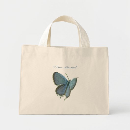 Blauwe vlinder met oosterse kop mini tote bag (Voorkant)