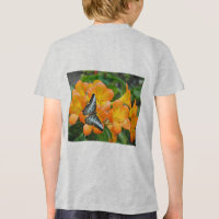 Blauwe vlinder met Tropisch Rhododendron T-shirt