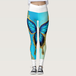 blauwe vlinder, metaalachtig, leggings