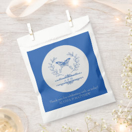 Blauwe Vlinder Monogram Bruiloft Favor Zak Bedankzakje