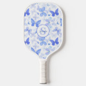 Blauwe Vlinder Monogram Naam Pickleball Paddle (Voorkant)