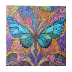 Blauwe Vlinder Mooie Mozaïek Tegeltje