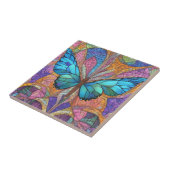 Blauwe Vlinder Mooie Mozaïek Tegeltje (Zijkant)