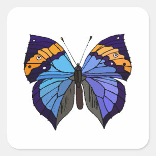 Blauwe vlinder mooie schattige trendy vierkante sticker