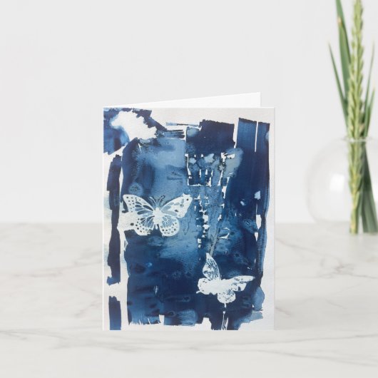 Blauwe Vlinder Notitiekaart Leeg Binnen (Voorkant)