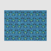 Blauwe vlinder op blauw glitterpapier tissuepapier (Voorkant)