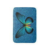 Blauwe vlinder op blauwe kattenbakmat badmat (Voorkant Verticaal)