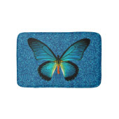 Blauwe vlinder op blauwe kattenbakmat badmat (Voorkant)