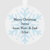 Blauwe vlinder op een sneeuwvlok Kerstmis Ornament (achterkant)