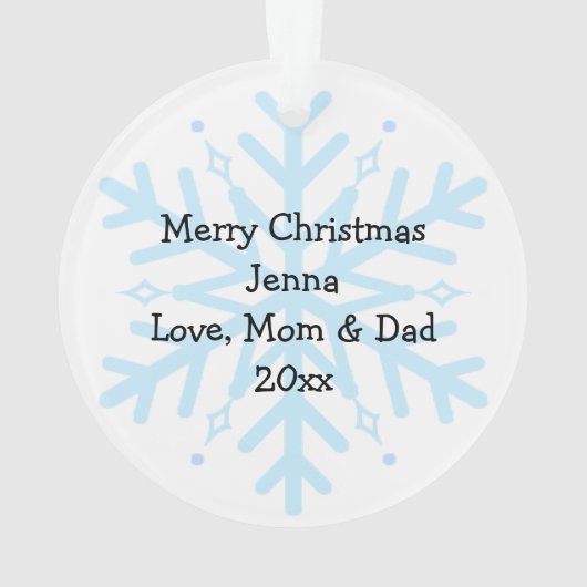 Blauwe vlinder op een sneeuwvlok Kerstmis Ornament (achterkant)