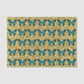 Blauwe vlinder op gouden glitter papier (Voorkant)