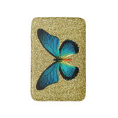 Blauwe vlinder op goudglitter bath mat (Voorkant Verticaal)