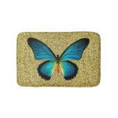 Blauwe vlinder op goudglitter bath mat (Voorkant)