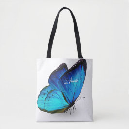 Blauwe vlinder op maat tote bag