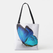 Blauwe vlinder op maat tote bag (Achterkant)