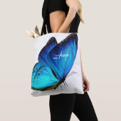 Blauwe vlinder op maat tote bag (Dichtbij)
