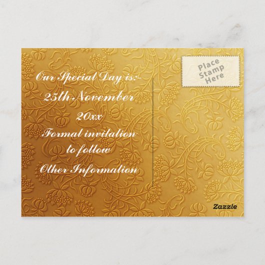 Blauwe Vlinder op narcis Save the Date Briefkaart (Achterkant)