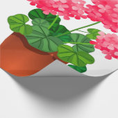 Blauwe vlinder op roze bloemen inpakpapier (Hoek)