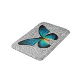 Blauwe vlinder op zilverglitter bath mat (Gekanteld)