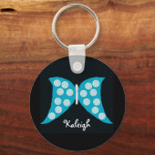 Blauwe vlinder op zwarte persoonlijke Sleutelhange Sleutelhanger (Voorkant)