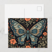 Blauwe Vlinder Oranje Bloemen Briefkaart (Voorkant / Achterkant)