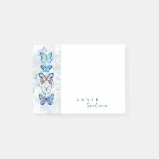 Blauwe Vlinder Paneel Persoonlijk Post-it® Notes (Voorkant)