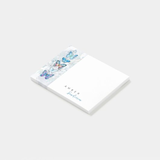 Blauwe Vlinder Paneel Persoonlijk Post-it® Notes (Schuin)