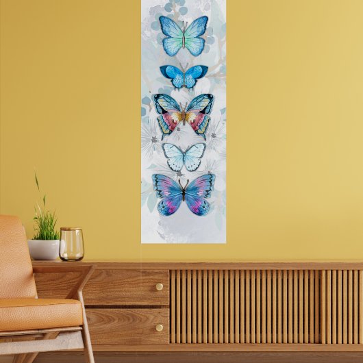 Blauwe Vlinder Paneel Poster Print (Woonkamer 2)