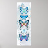 Blauwe Vlinder Paneel Poster Print (Voorkant)