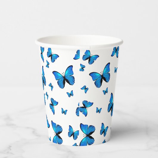 Blauwe vlinder papieren bekers (Rechts)