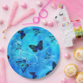 Blauwe vlinder papieren bordje (Feest)