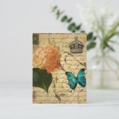 " blauwe vlinder " - parijs frans botanisch briefkaart (Staand voorkant)