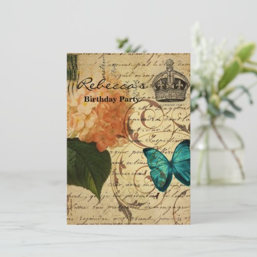 " blauwe vlinder " - parijs frans botanisch kaart (Staand voorkant)