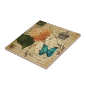 " blauwe vlinder " - parijs frans botanisch tegeltje (Zijkant)