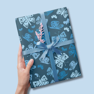 Blauwe vlinder patroon cadeaupapier