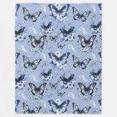 Blauwe vlinder patroon fleece deken (Voorkant)