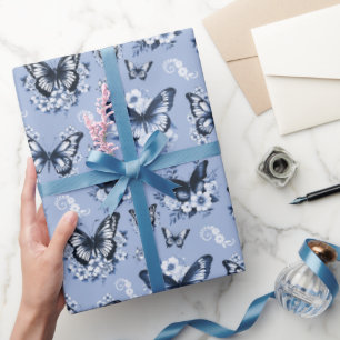 Blauwe vlinder patroon geschenk cadeaupapier